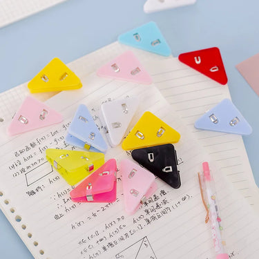 5Pcs/Set Solid Color Triangle Corner Clips Page Holder Paper Clip Office Accessories Photo Clamp School Supplies Stationary