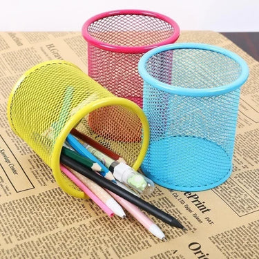 Creative Metal Hollow Pen Pencil Pot Holder Office Desktop Storage Box Organizer Cute Desk Accessories School Supplies