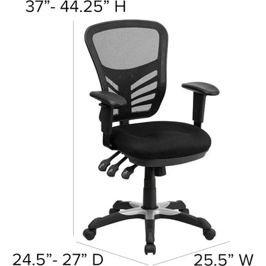 Nicholas Mid-Back Black Mesh Multifunction Executive Swivel Ergonomic Office Chair with Adjustable Arms